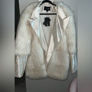 Fashion nova fur jacket with Satin detail